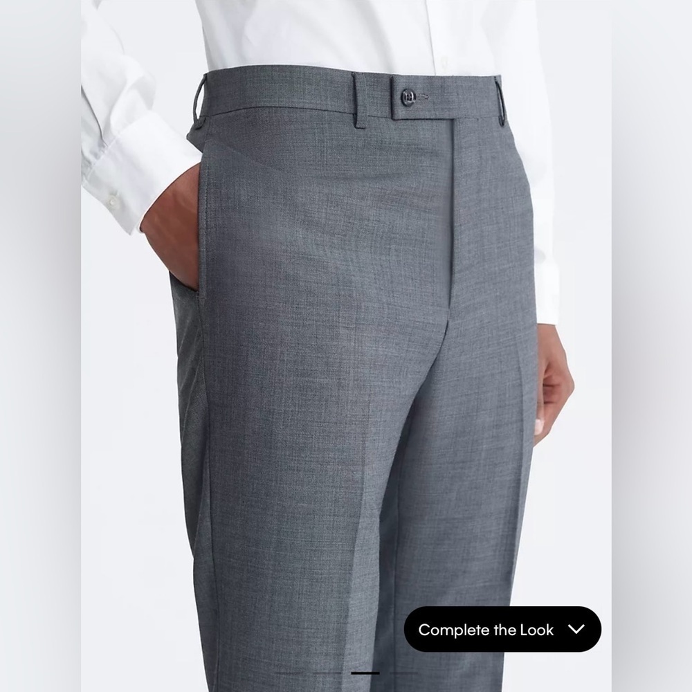 Slim Fit Heather Grey Suit Pants - Picture 3 of 6